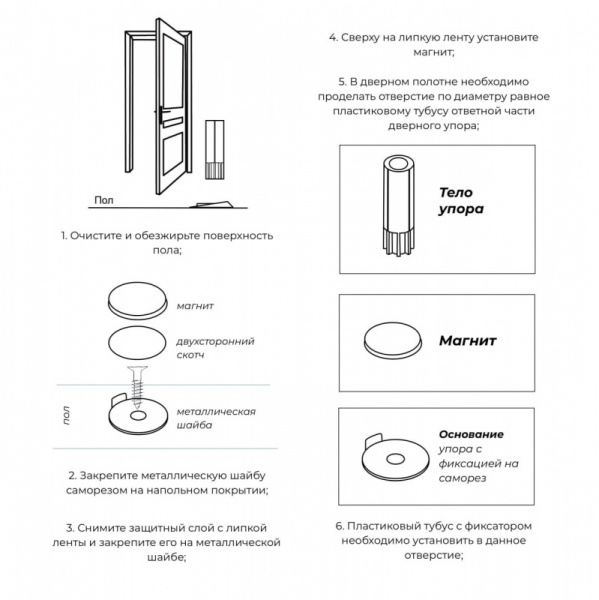 Иснтуркция_Упор дверной ABRISS 2077 GLASS (Прозрачный)